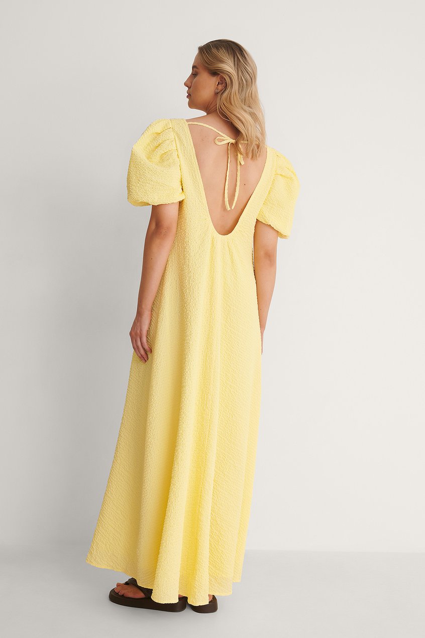 Vestidos Puff Sleeve Dresses | Deep Back Maxi Dress - CK99282