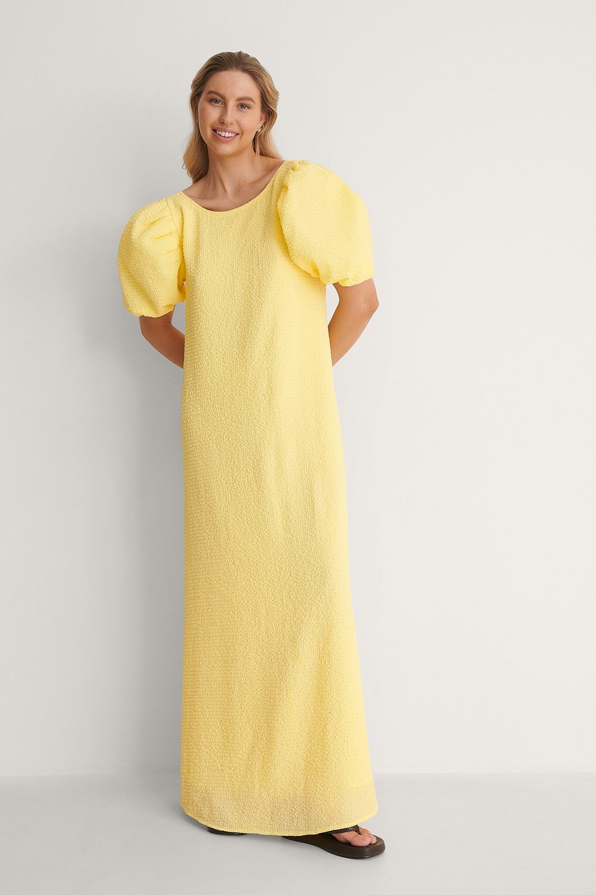 Vestidos Puff Sleeve Dresses | Deep Back Maxi Dress - CK99282