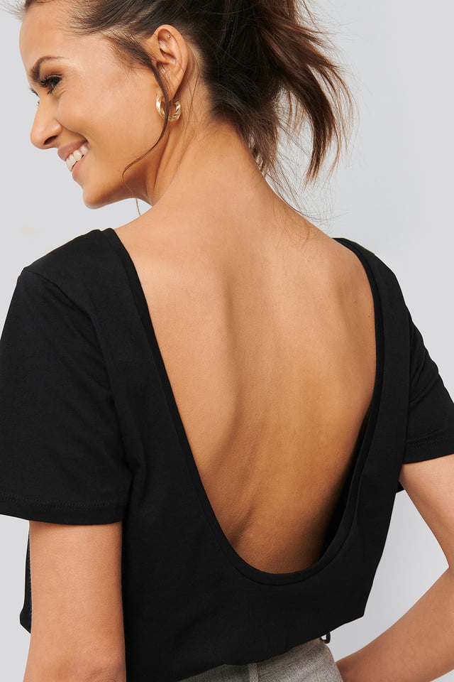 Deep Back Tee Black