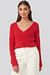 Deep Front V-neck Knitted Sweater