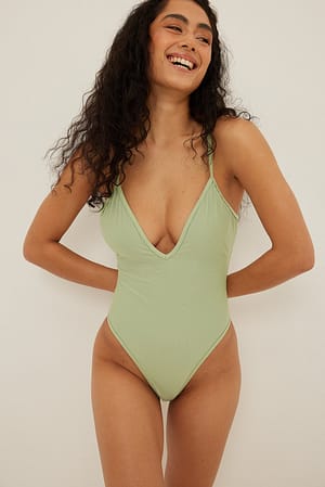 Green Recycled Deep Neckdrop Swimsuit