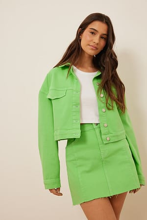 Green Mini Denim Skirt