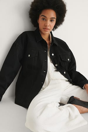 Black Organic Denim Oversized Jacket