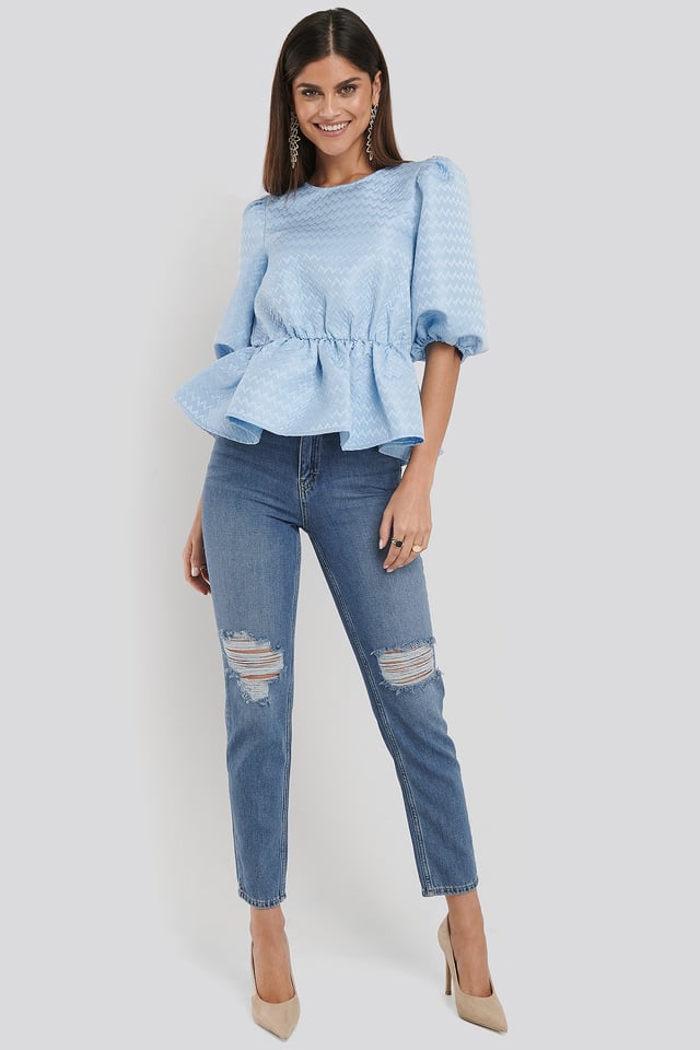 Destroyed Mom Jeans Mid Blue