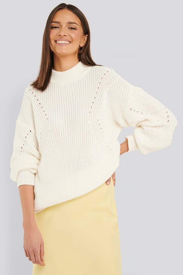 Detail Knitted Oversized Sweater Offwhite