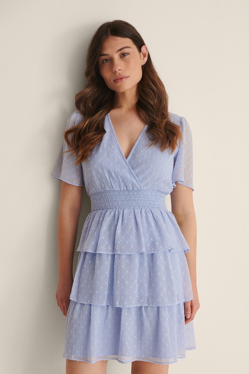 Kleider Chiffonkleider | Recyceltes Smocked-Dobby-Kleid mit Rüschen - ST33270