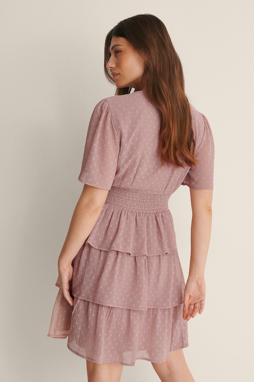 Kleider Chiffonkleider | Recyceltes Smocked-Dobby-Kleid mit Rüschen - EG04443