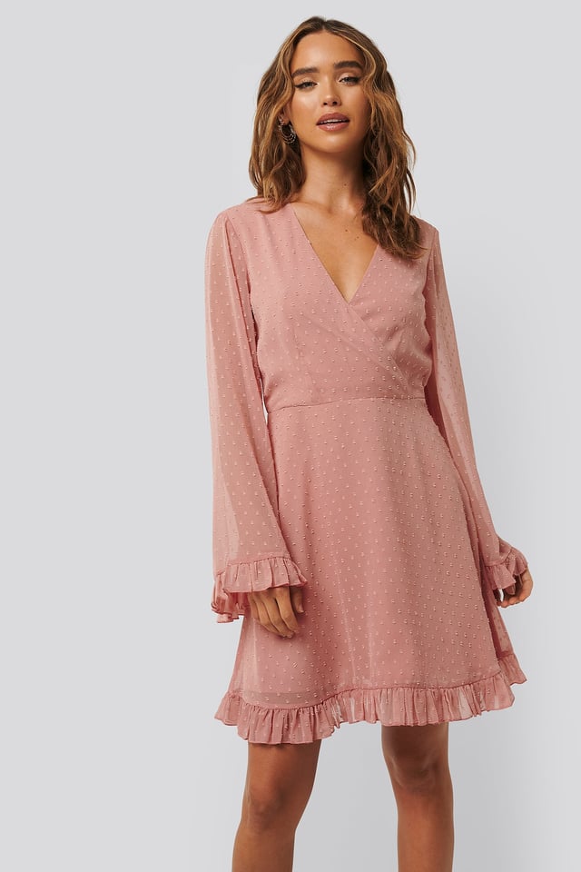 Minimekko Trumpettihihoilla Dusty Pink