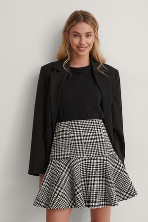 Black/White Dogtooth Tweed Skirt