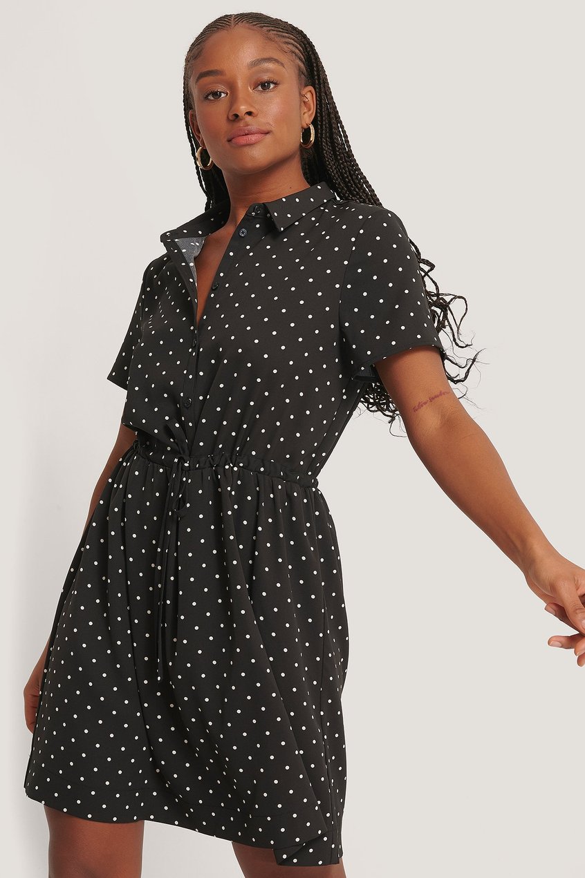 Robes Robes Chemise | Robe À Col À Pois - UP65031