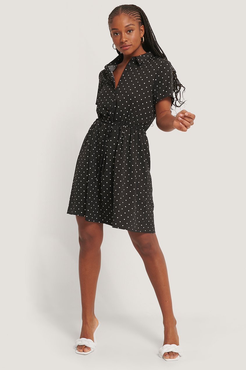 Robes Robes Chemise | Robe À Col À Pois - UP65031