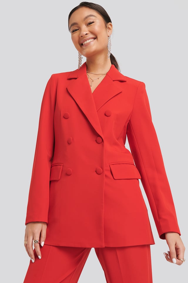 Double Breasted Blazer Red