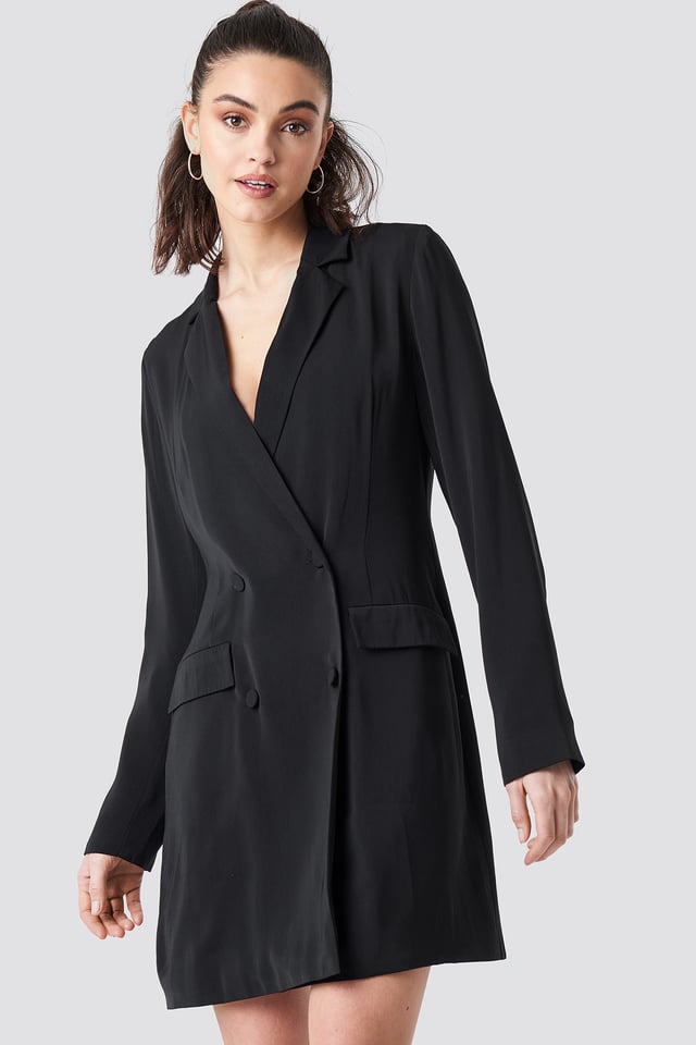 Double Breasted Blazer Dress Black
