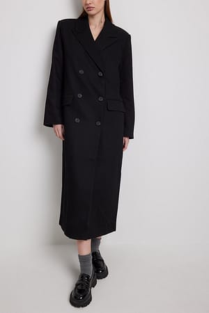 Black Double Breasted Classic Coat