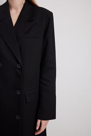 Double Breasted Classic Coat Black | NA-KD