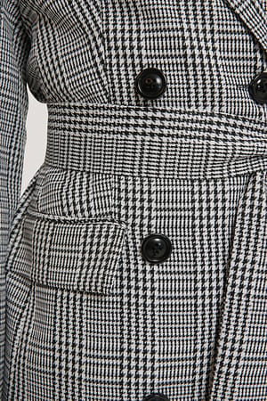 Double Breasted Houndtooth Blazer Dress Multicolor | NA-KD