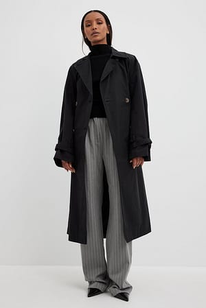 Black Double Buttoned Trenchcoat