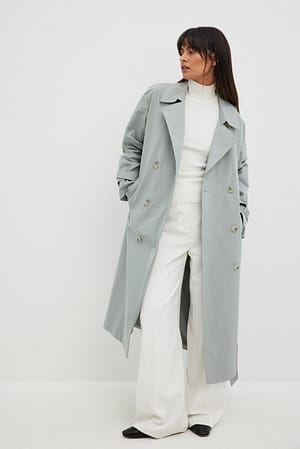 Grey Double Buttoned Trenchcoat
