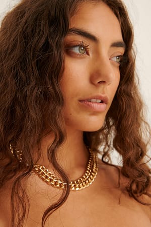 Gold Double Curb Chain Necklace