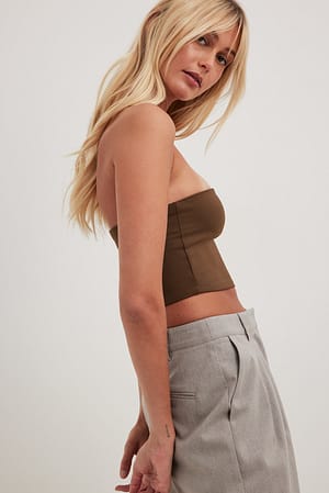 Brown Double Folded Cropped Tube Top