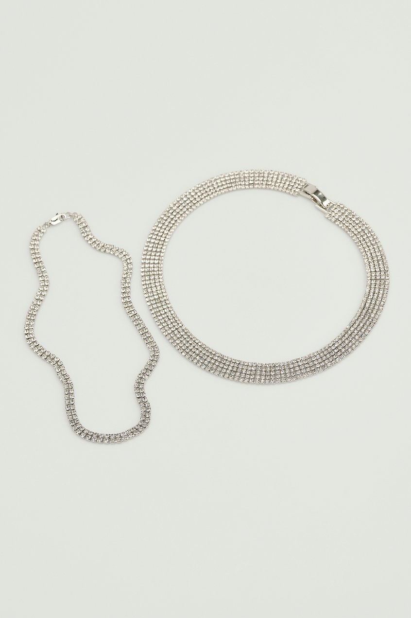 Accessoires Halsketten | Doppelpack Halskette mit Strass - TD69444