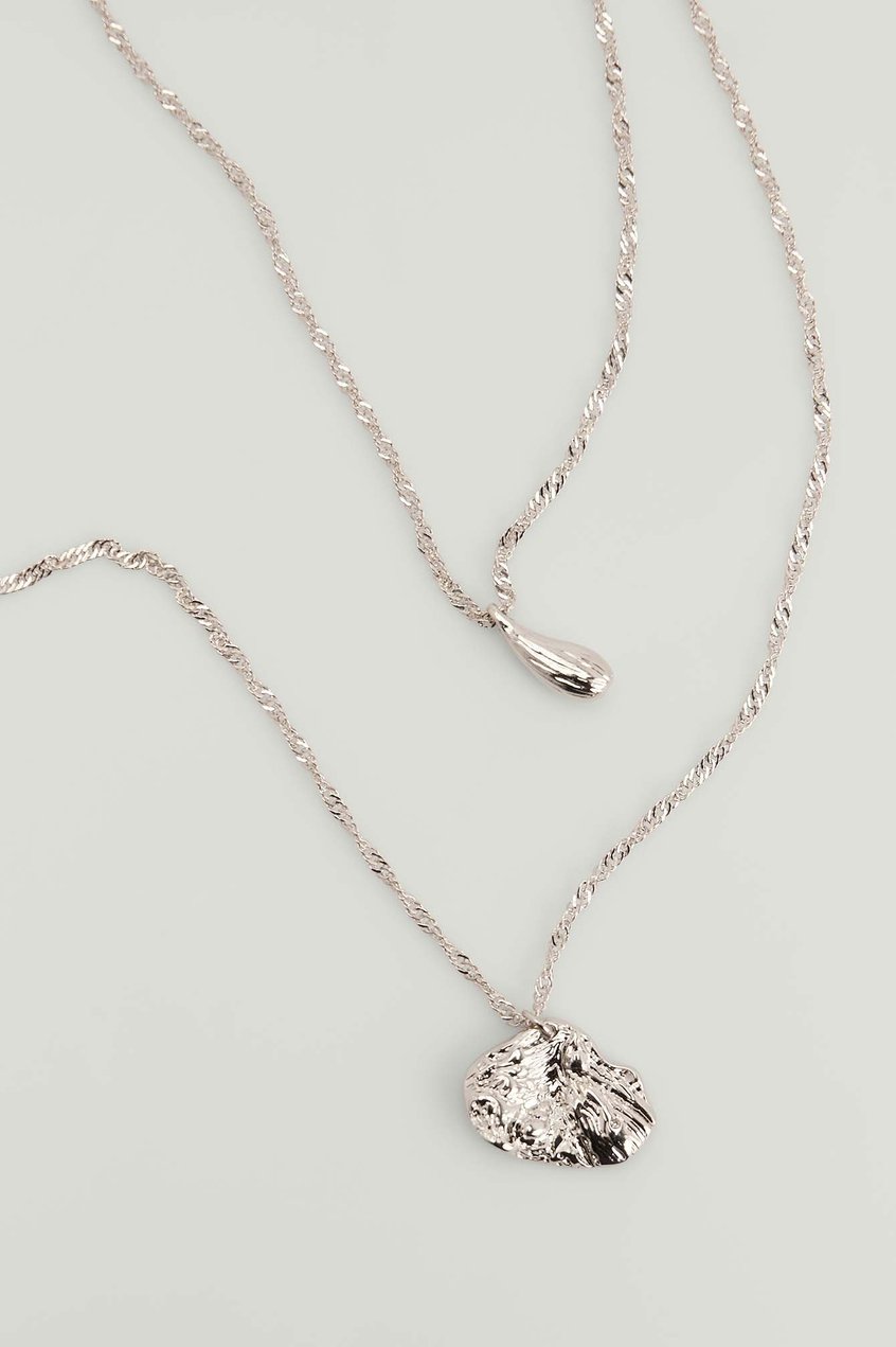 Complementos Collares | Double Pendant Hammered Necklace - QU20902