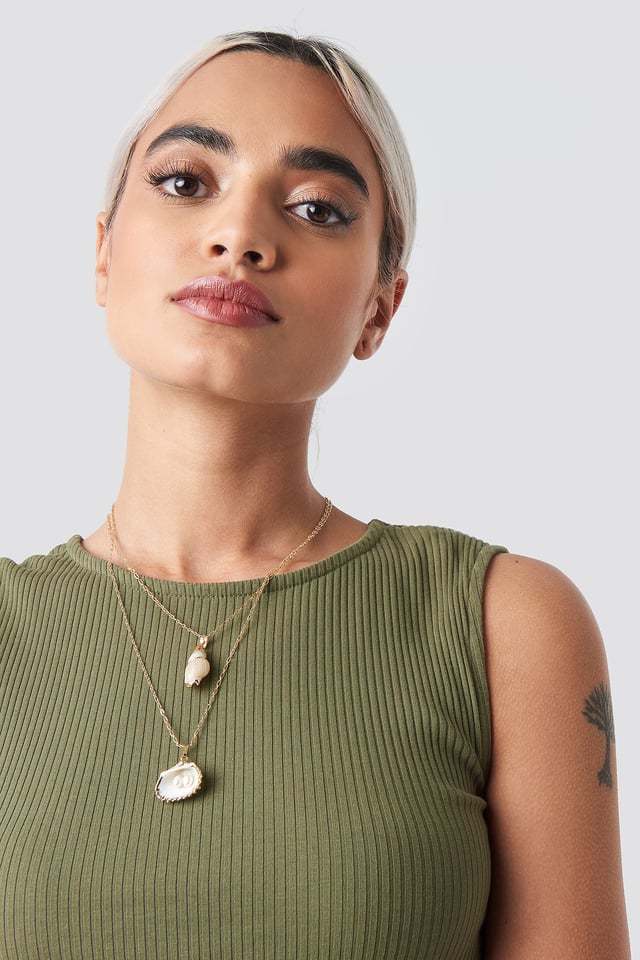 Double Shell Necklace Gold