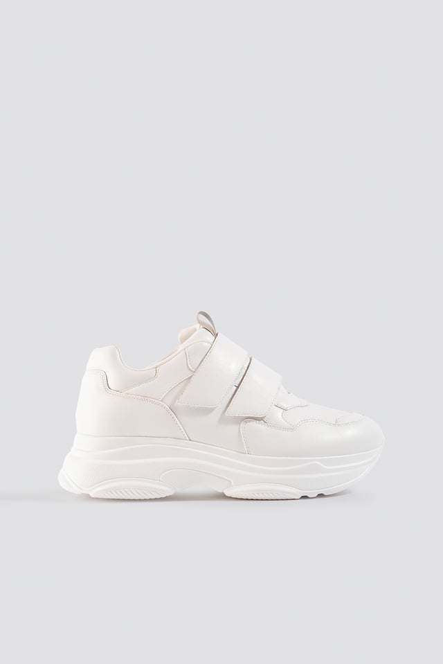 Double Velcro Chunky Trainers White