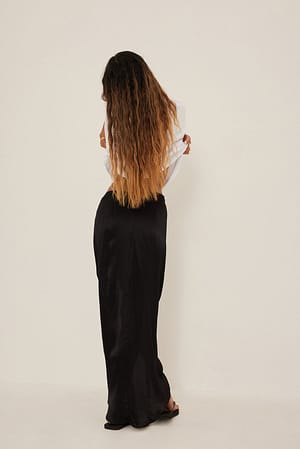 Black Draped Maxi Skirt