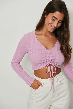 Dusty Purple Drawstring Chest Detail Top