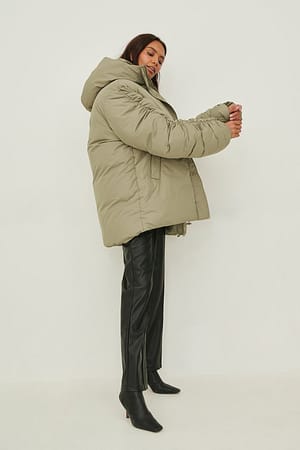 Olive Green Giacca oversize con coulisse