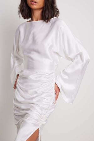 White Maxi abito con coulisse laterali