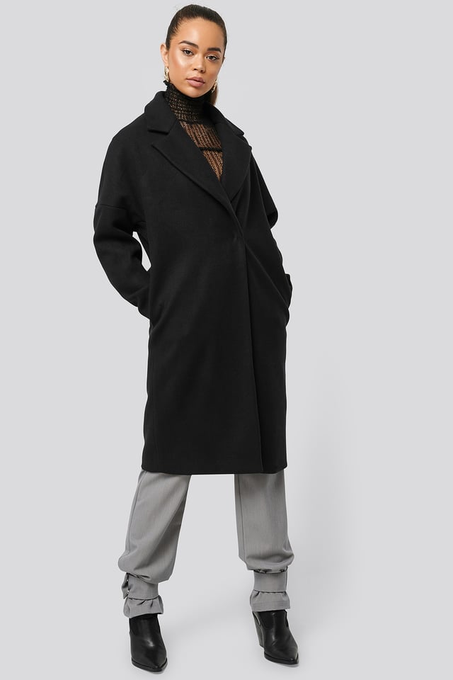 Dropped Shoulder Coat Black