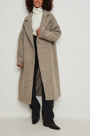 Dropped Shoulder Wool Coat Beige | NA-KD