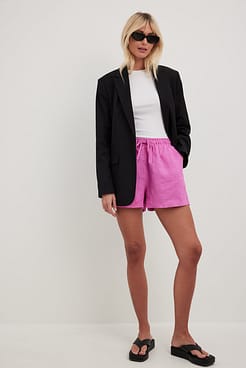 Elastic Linen Shorts Outfit