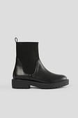 Black Elastic Shaft Chelsea Boots