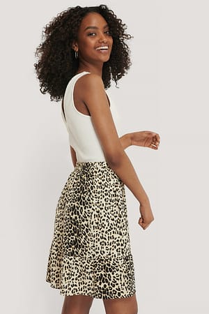 Leopard NA-KD Elastic Waist Flowy Mini Skirt