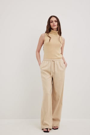 Elastic Waist Linen Trousers Outfit