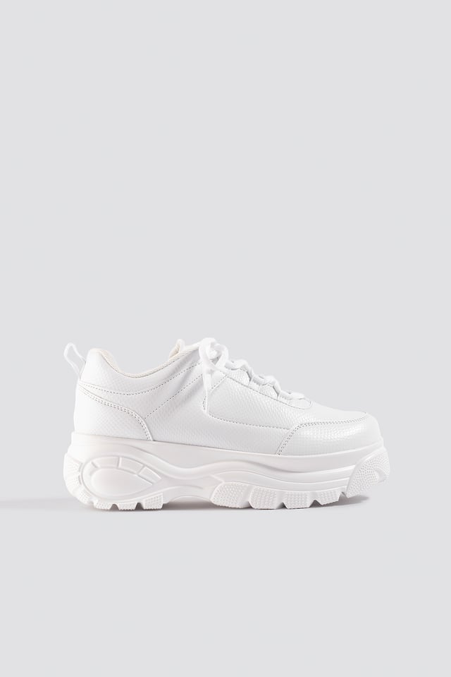 Embossed Chunky Platform Trainers White