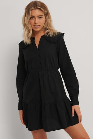 Black Embroidery Collar Shirt Dress