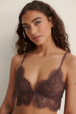 Chocolate Recycled Eyelash Lace Top