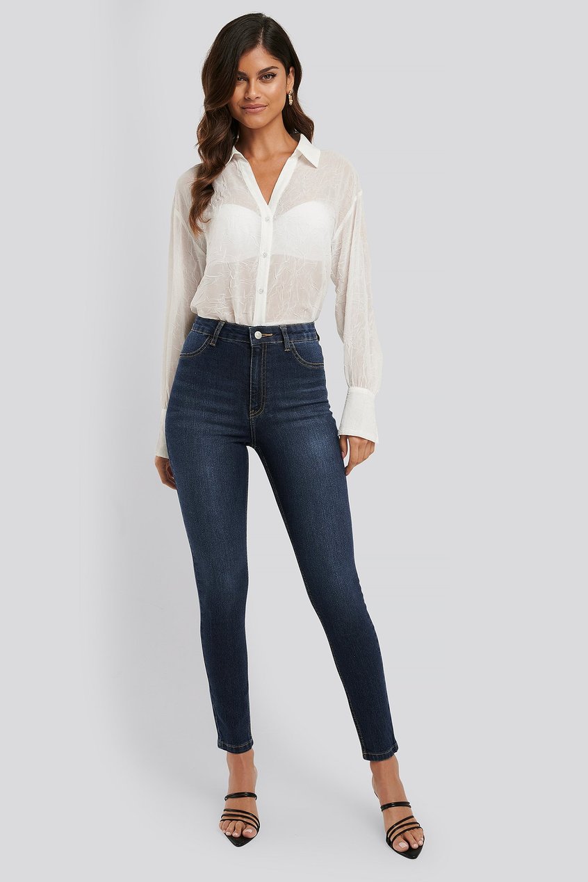 Jean Jean taille haute | Fake Pocket Skinny Jeans - GX74615
