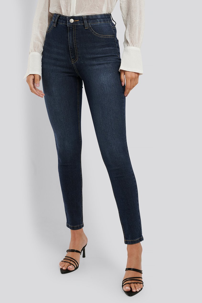 Jean Jean taille haute | Fake Pocket Skinny Jeans - GX74615