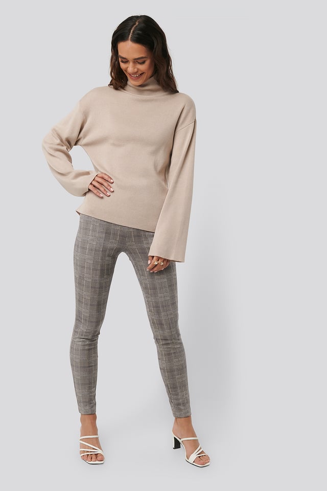 Fake Suede Checked Pants Checked