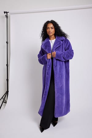 Purple Karoline Dall x NA-KD Faux Fur Coat