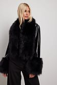 Black Faux Fur Detailed Cropped Jacket