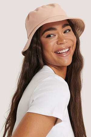 Pink Faux Leather Bucket Hat