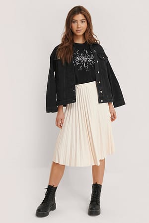 Beige NA-KD Trend Faux Leather Pleated Midi Skirt