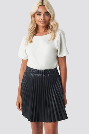 Black NA-KD Party Faux Leather Pleated Mini Skirt