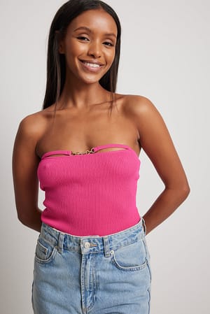 Pink Fine Knitted Cut Out Tube Top
